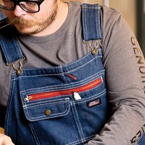 Dickies CP Multi-compartment Cotton Denim Overalls Size Large Dark Blue